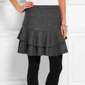 J.Crew gray flounce skirt in bonded wool